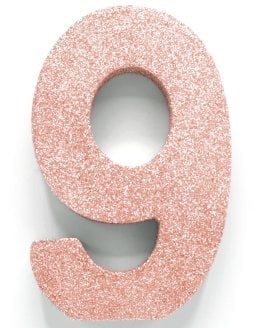 Rose Gold Tischdekoration Figur 9 Glitter 20,5cm