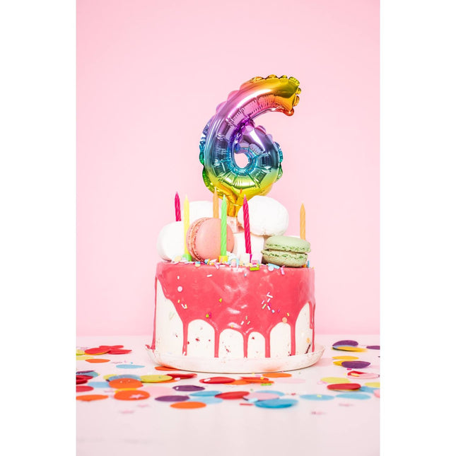 Folienballon Figur 8 Regenbogen 13cm mit Stick