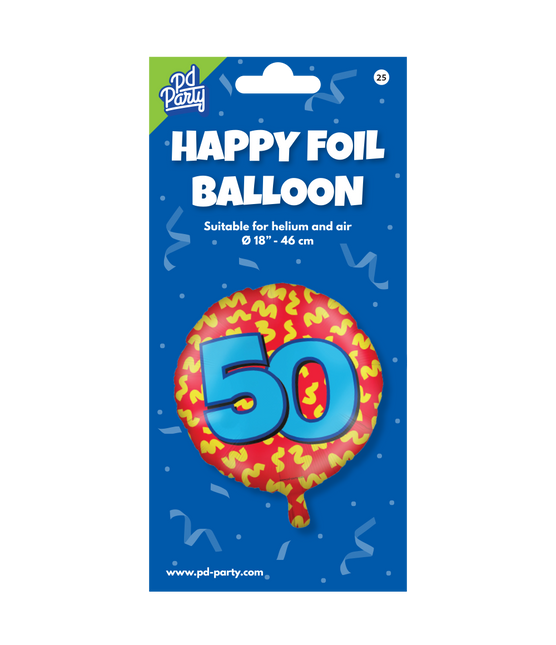 Heliumballon 50 Jahre Bunt Leer 46cm