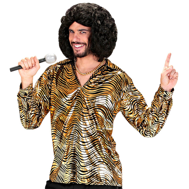 Disco 70S Shirt Gold Herren Tiger Print