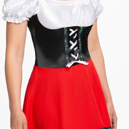 Dirndlkleid Oktoberfest Rot Weiß Schleife