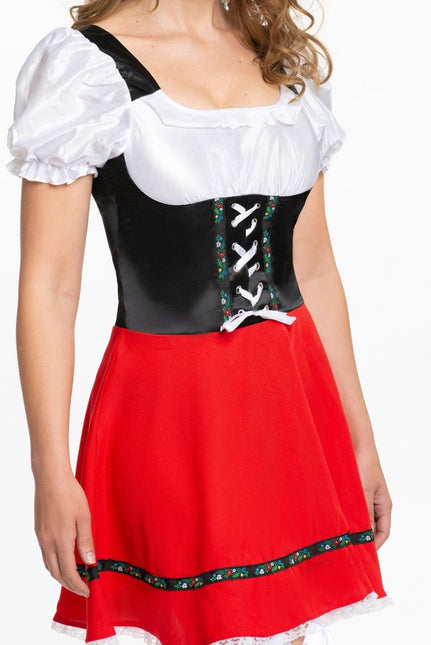 Dirndlkleid Oktoberfest Rot Weiß Schleife