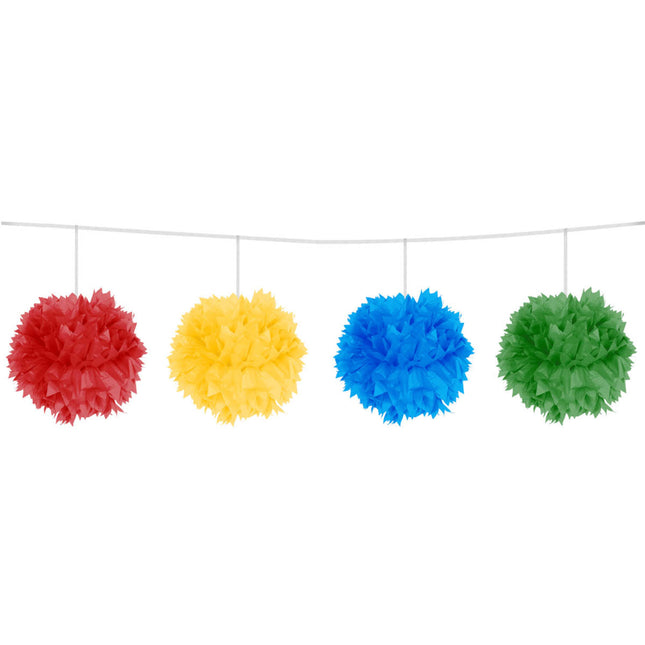 Bunte Girlande Pompon 12cm 3m