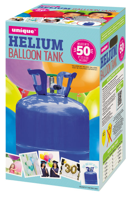 Heliumflasche mit 50 Luftballons und Schleife