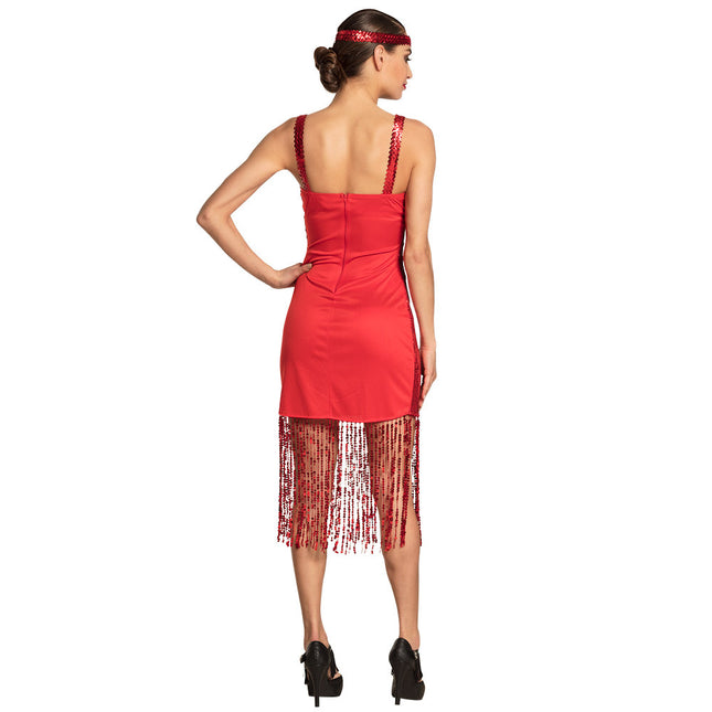 Charleston Kleid Rot Damen Glitzer