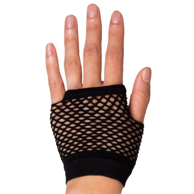 Handschuhe Fischnetz Schwarz Kurz