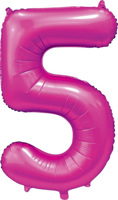 Fuchsia Nummer Ballon 5 Jahre Glanz 86cm