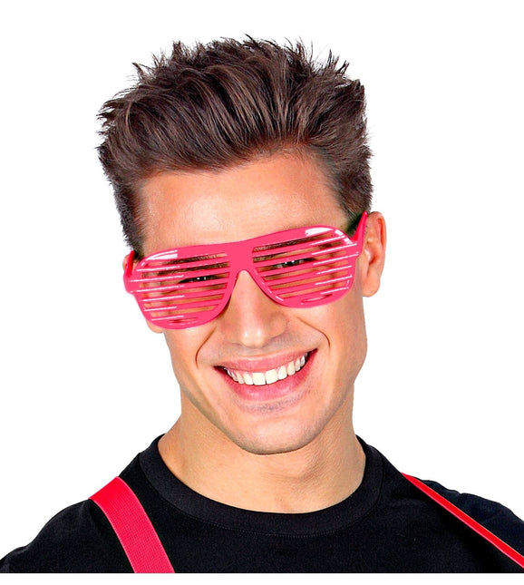 Neon rosa gestreifte Brille