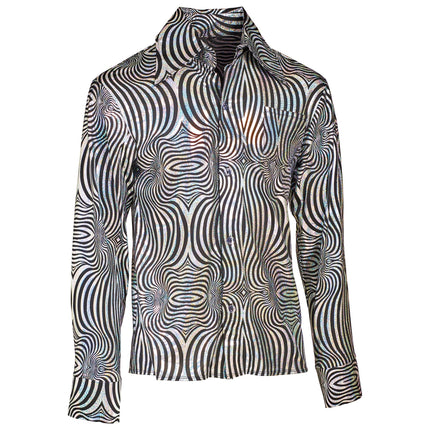 Disco 70S Bluse Schwarz Silber Männer