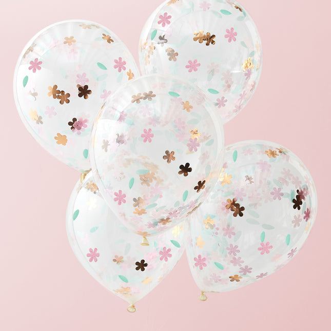 Konfetti Ballons Blumen 30cm 5Stück