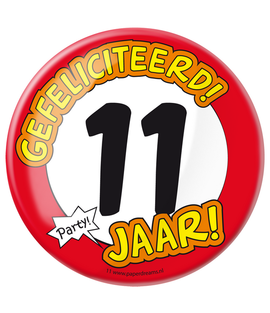 Button 11 Jahre Verkehrsschild 10,2cm