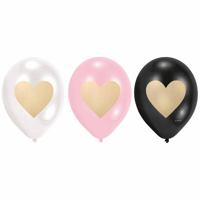 Herz Ballons Gold 23cm 6Stk