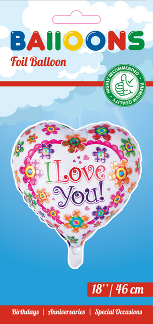 Helium Ballon Herz I Love You Blumen 45cm leer