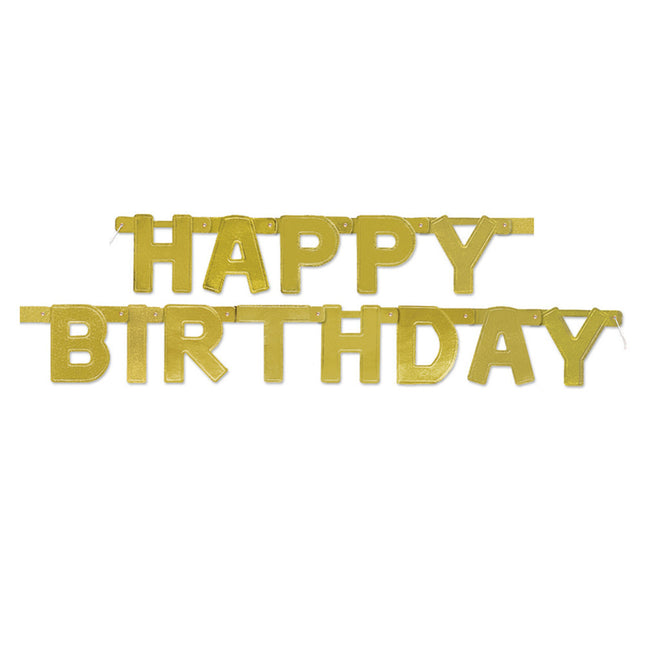 Buchstabengirlande Happy Birthday Gold Metallic 1,2m