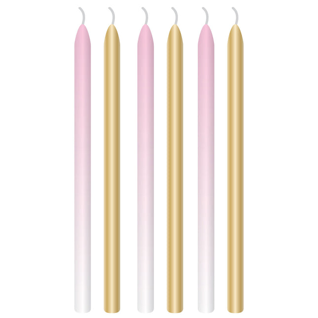 Kerzen Licht Rosa Gold 12cm 6Stk