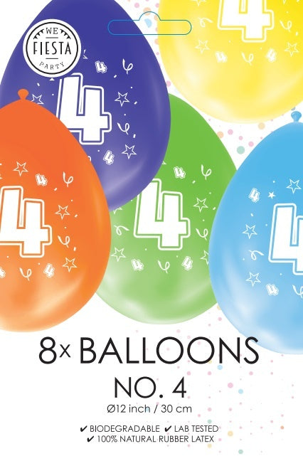 Bunte Ballons 4 Jahre 30cm 8Stück