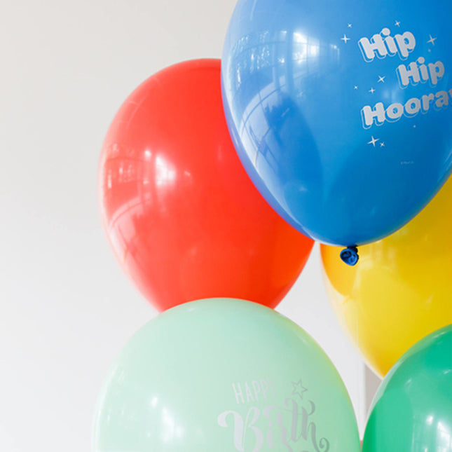 Ballons Hip Hip Hooray Bunt 33cm 6 Stk.