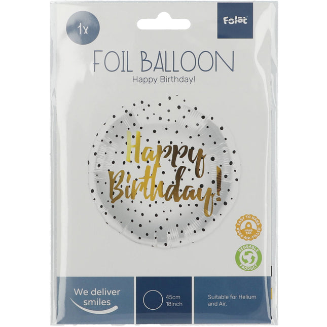 Helium Ballon Happy Birthday Dots Empty 45cm