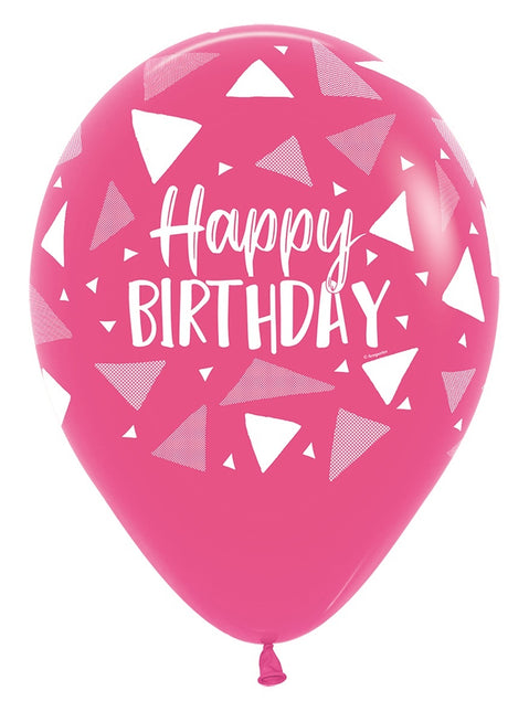 Luftballons Happy Birthday Dreiecke Rosa Mix 30cm 25Stk