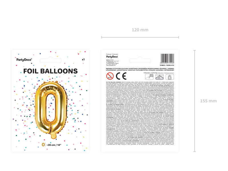 Folienballon Buchstabe O Gold Leer 35cm