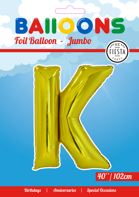 Folienballon Buchstabe K Gold XL 102cm leer