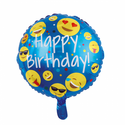 Heliumballon Happy Birthday Emoji 45cm leer