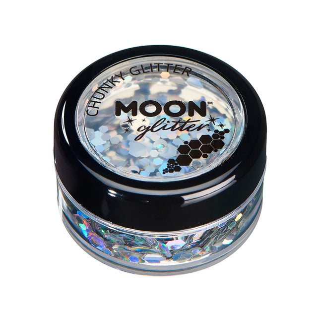 Moon Glitter Holographic Chunky Glitter Silber 3g