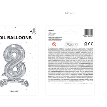 Folienballon Figur 8 Silber Standard Leer 70cm