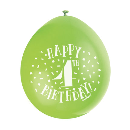 Luftballons Happy Birthday 4 Jahre 28cm 10Stk