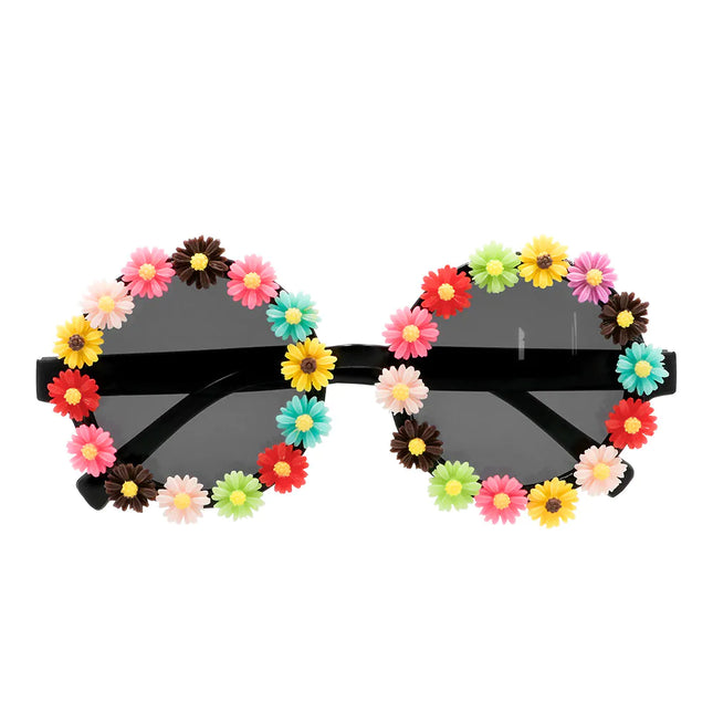 Schwarze Brille Blumen