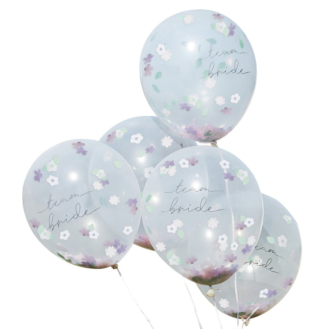 Konfetti Ballons Team Braut Blumen 30cm 5Stk