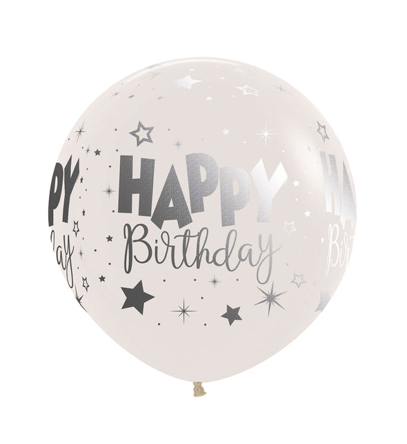 Ballons Happy Birthday Fantasy Klar Metallic Tinte 61cm 3Stück