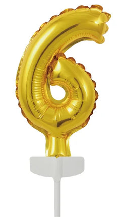 Gold Tortenaufleger 6 Jahre Folienballon 12,5cm