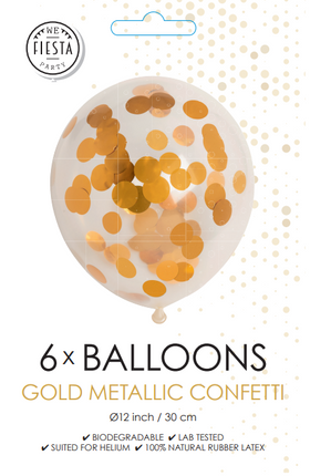 Konfetti Ballons Gold 30cm 6Stk