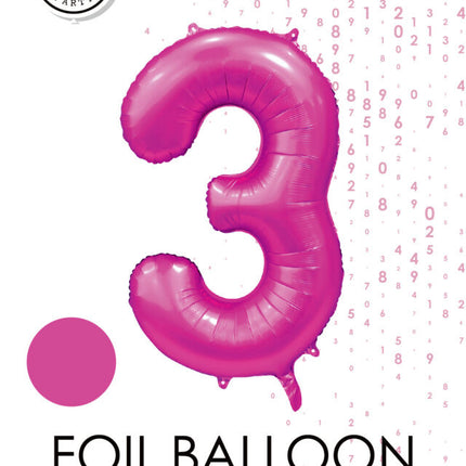 Fuchsia Figur Ballon 3 Jahre Glanz 86cm