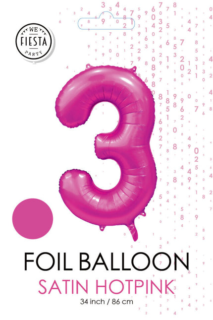 Fuchsia Figur Ballon 3 Jahre Glanz 86cm