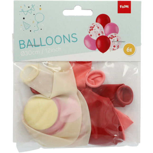 Ballons Mix Rot & Rosa 30cm 6Stück