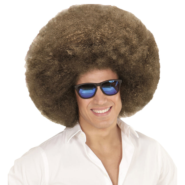 Braune Perücke Afro Extra Groß