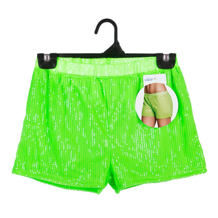 Shorts Pailletten Neon Grün M