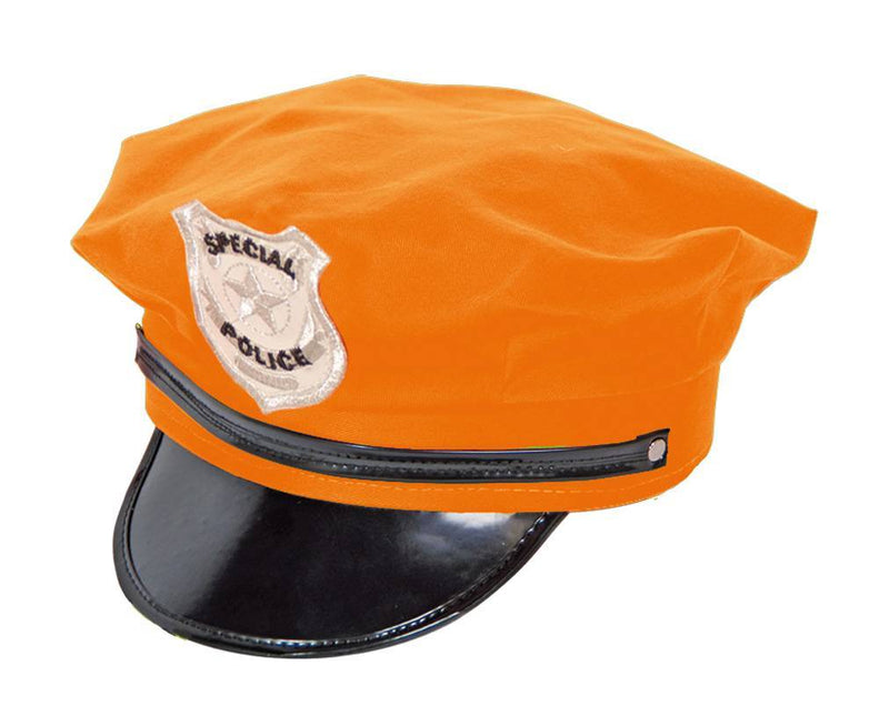 Orangefarbene Polizeimütze