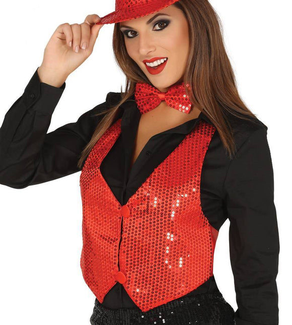 Glitzerweste Rot Damen