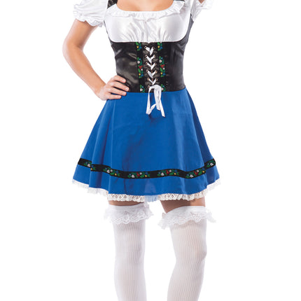 Dirndlkleid Oktoberfest Blau Weiß Schleife