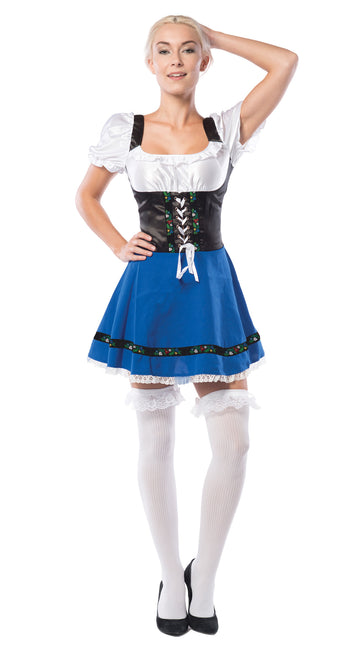 Dirndlkleid Oktoberfest Blau Weiß Schleife