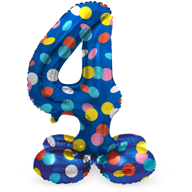 Heliumballon 4 Jahre Dots mit Standard-Leerung 41cm