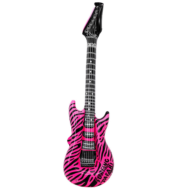 Zebra Fake Gitarre Rosa Aufblasbar 1,05m
