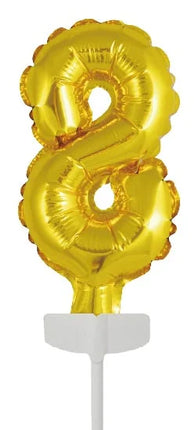 Gold Tortenaufleger 8 Jahre Folienballon 12,5cm