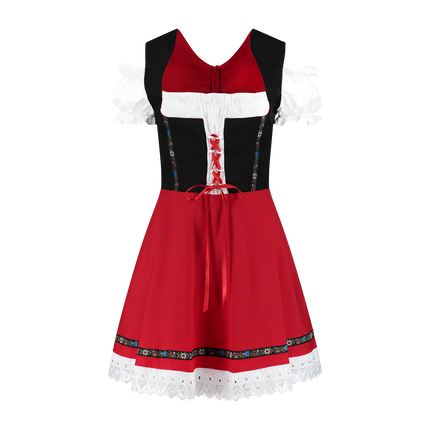 Oktoberfest Dirndl Kleid Oktoberfest Schwarz Rot Damen