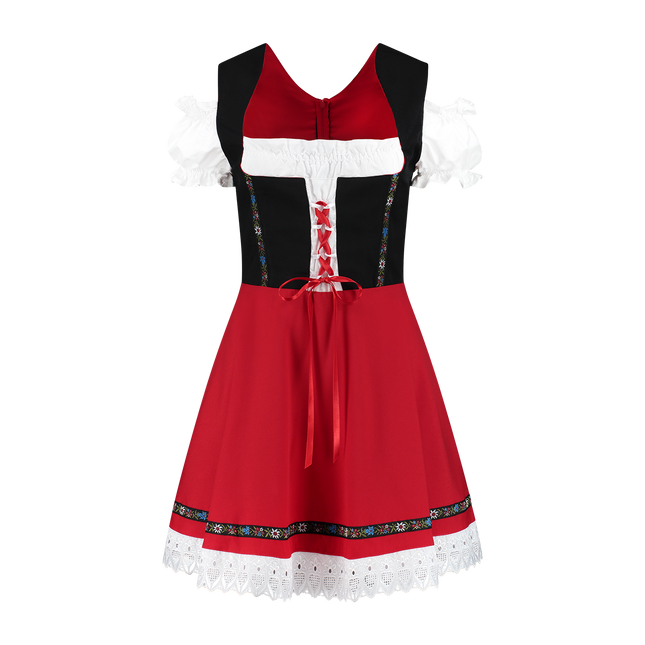 Oktoberfest Dirndl Kleid Oktoberfest Schwarz Rot Damen