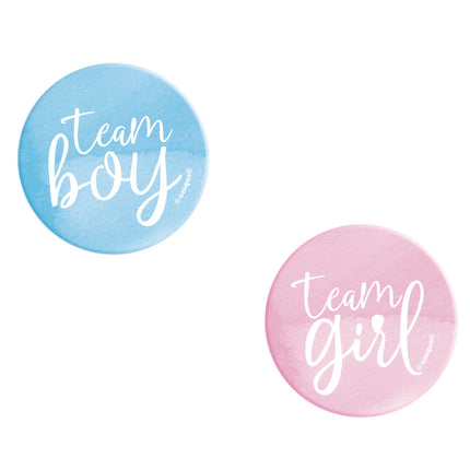 Gender Reveal Buttons Team Junge und Team Mädchen 3cm 10 Stk.