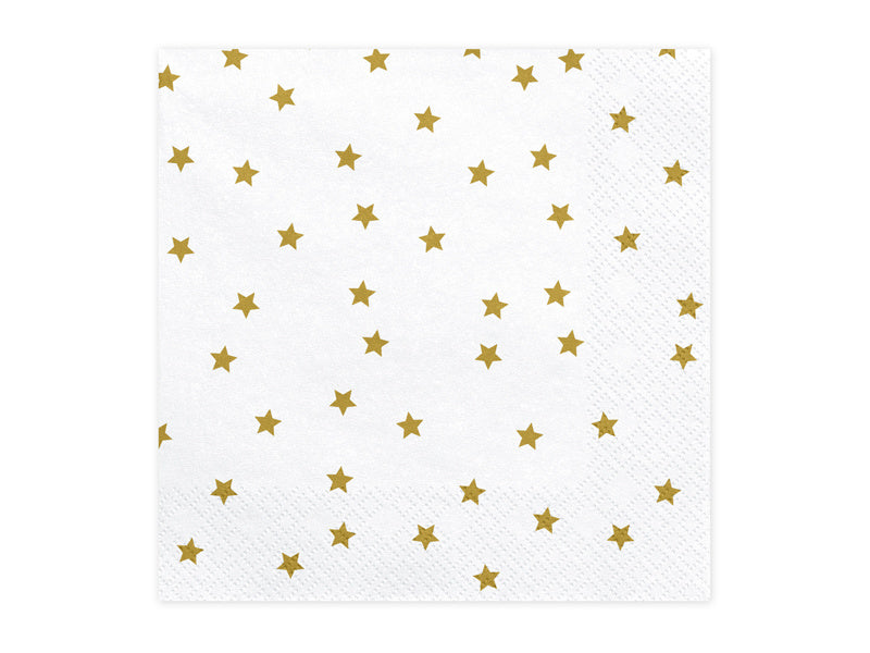 Weiße Servietten Gold Sterne 33cm 20Stück